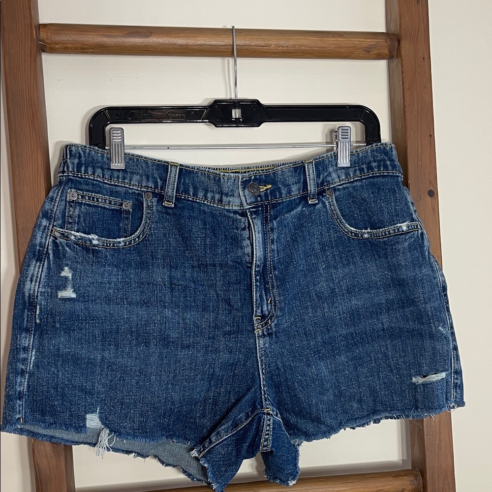 Aerie Distressed Dark Blue Jean Shorts